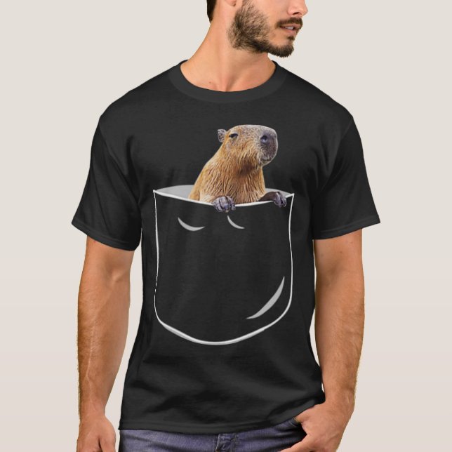 Pocket Capybara Shirt Funny Capybara In Pocket T (Framsida)