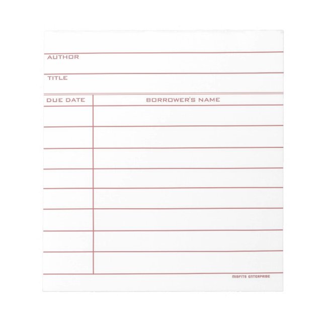 Pocket Card bibliotek - Rosa Anteckningsblock (Framsida)