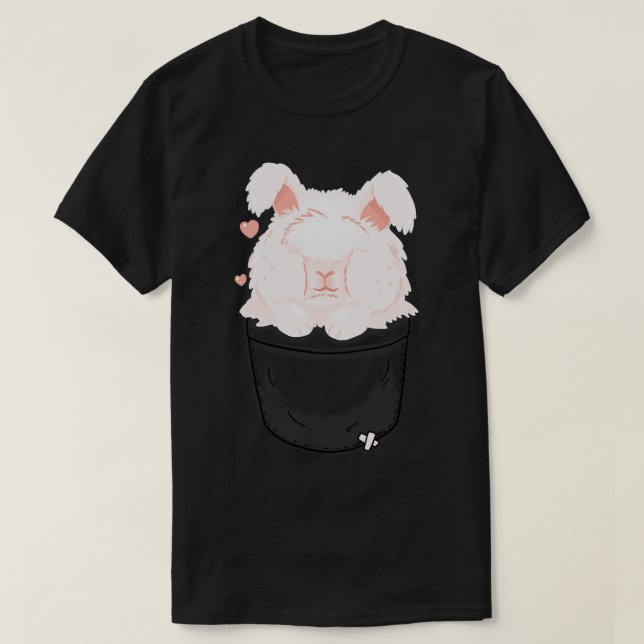 Pocket Cute Angora Rabbit T Shirt (Design framsida)