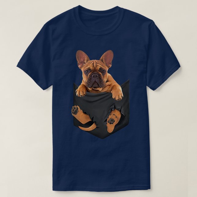 Pocket Cute Bulldog Puppy i Pocket T Shirt (Design framsida)