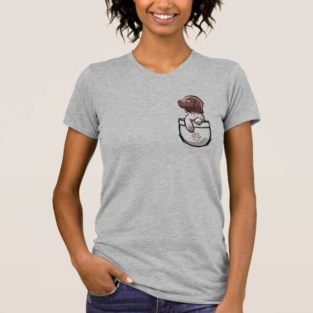 Pocket Cute German Shorthair Pointer Dog T Shirt (Framsida)