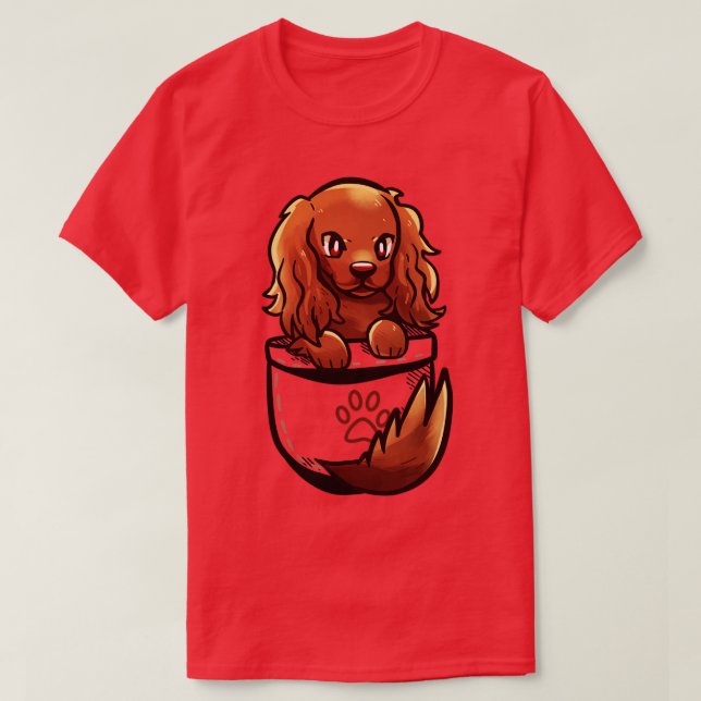 Pocket Cute Irish Setter Hund T Shirt (Design framsida)