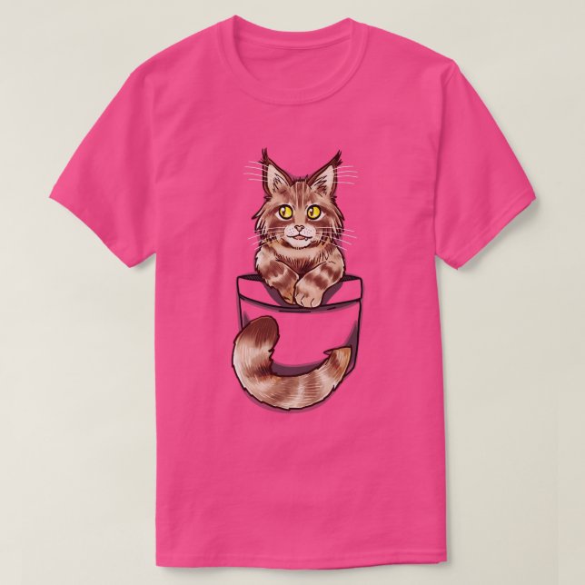 Pocket Cute Maine Coone Kitten T Shirt (Design framsida)