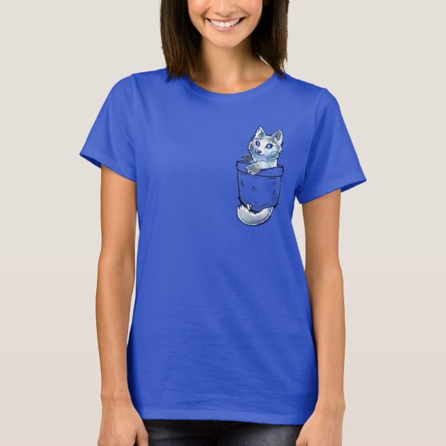 Pocket Cute Marble Fox T Shirt (Framsida)