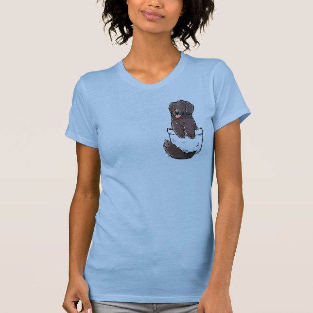 Pocket Cute Newfoundland Puppy Hund T Shirt (Framsida)