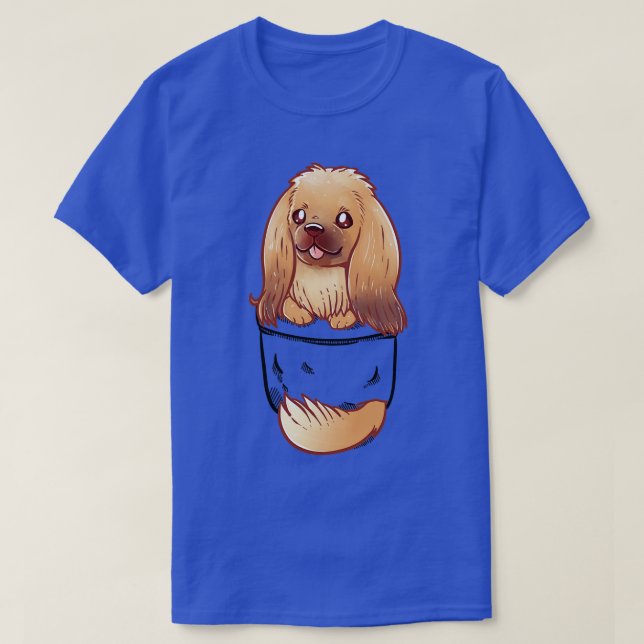 Pocket Cute Pekingese Hund T Shirt (Design framsida)