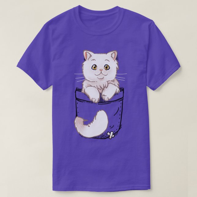 Pocket Cute Persian Cat Kitten T Shirt (Design framsida)