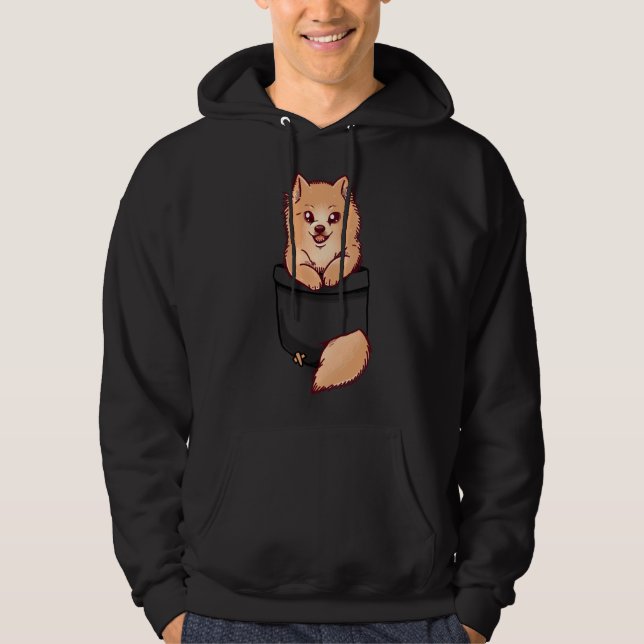Pocket Cute Pommern Hoodie (Framsida)