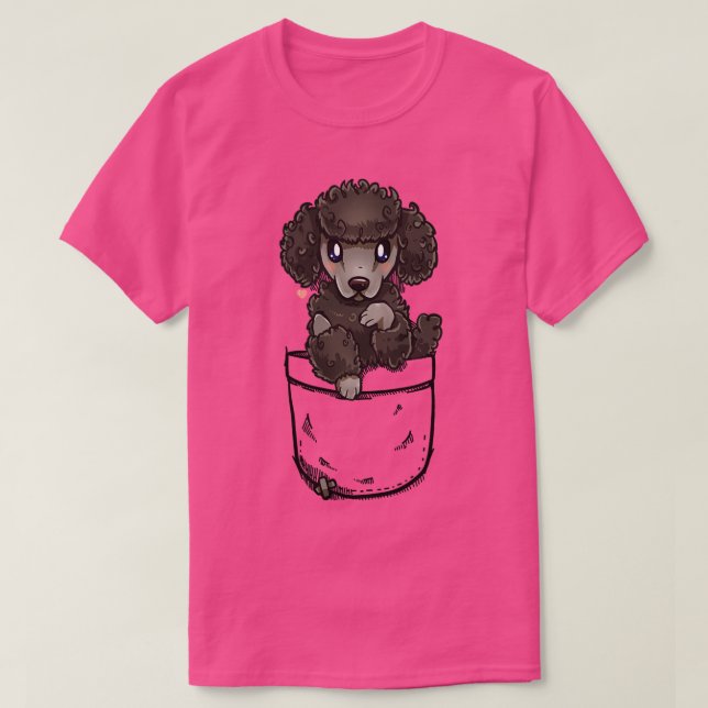 Pocket Cute Pudel Puppy Hund T Shirt (Design framsida)