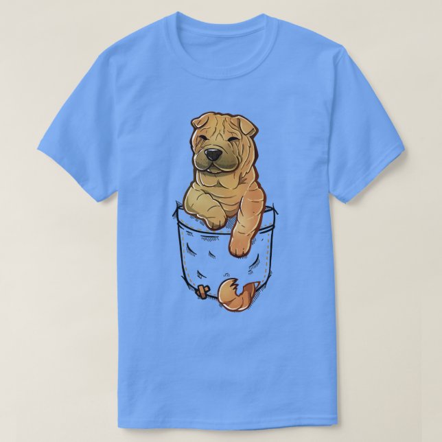 Pocket Cute Shar Pei Hund T Shirt (Design framsida)
