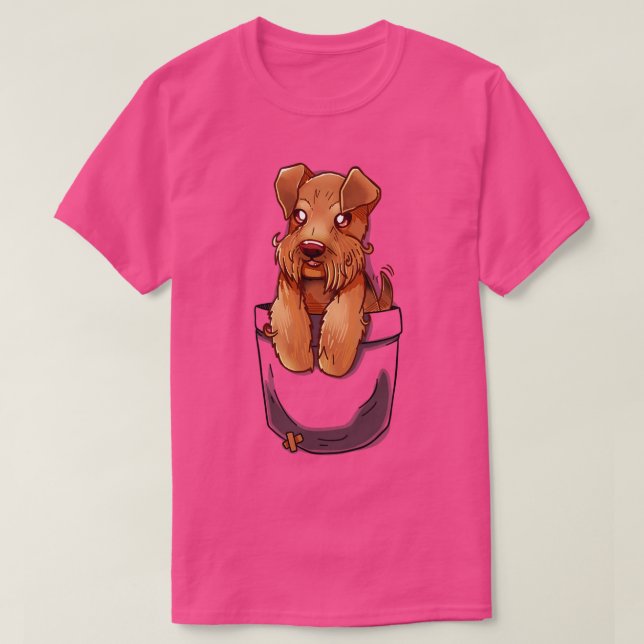 Pocket Cute Welsh Terrier Hund T Shirt (Design framsida)
