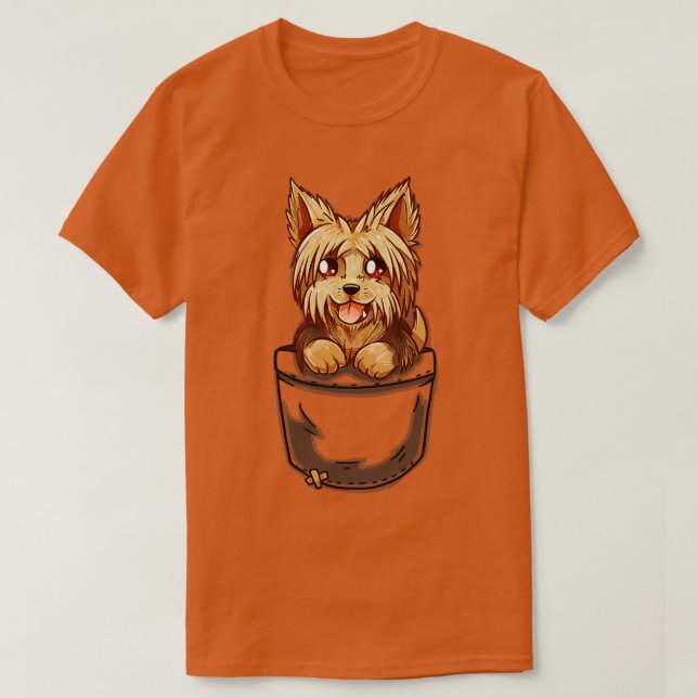 Pocket Cute Yorkshire Terrier Puppy T Shirt (Design framsida)
