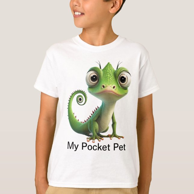 Pocket Dino-Lizard - Cute Reptile T-Shirt för barn (Framsida)