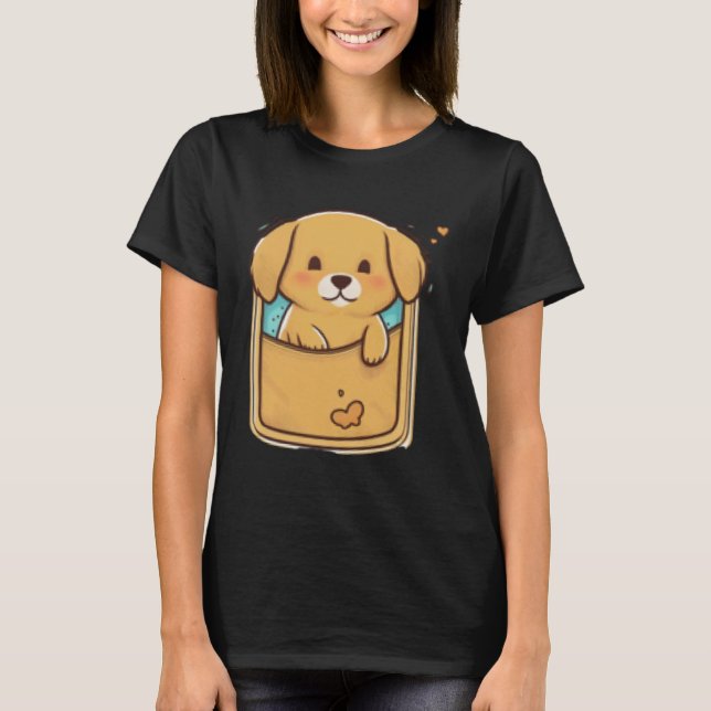 Pocket Dog Golden Retriever Dog in your Pocket  2 T Shirt (Framsida)