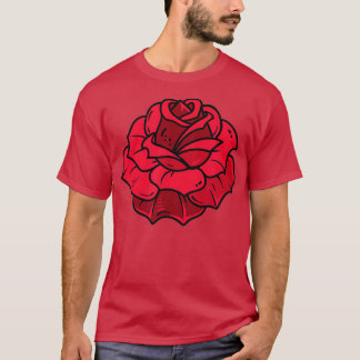 Pocket Flower Romantic Kärlek Pocket med enkel Röd T Shirt
