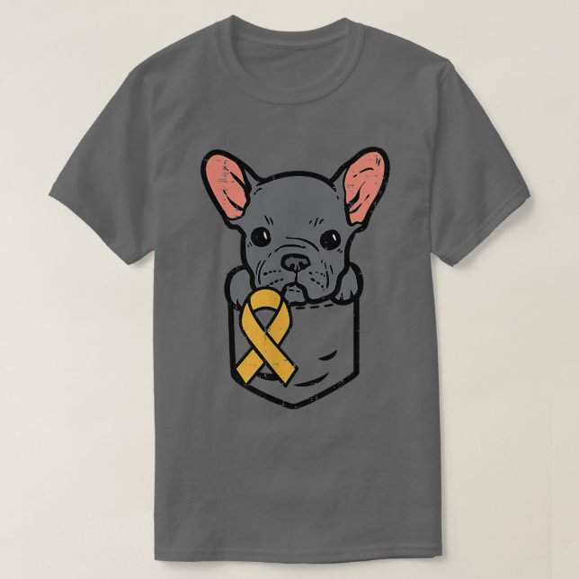 Pocket Fransk Bulldog Childnature Cancer Ribbon Aw T Shirt (Design framsida)