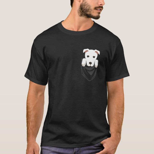 Pocket Graphic White Hund T Shirt (Framsida)