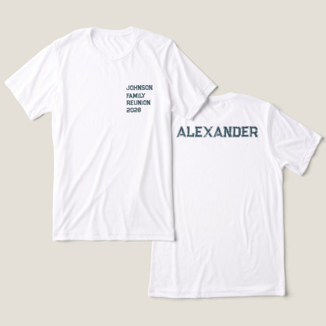 Pocket Grönt för återförening av personlig-familj T Shirt (Design fram och bak)