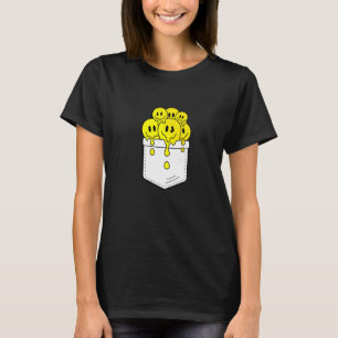 Pocket Gult Smile Ansikte Smälter Happity Graphi T Shirt