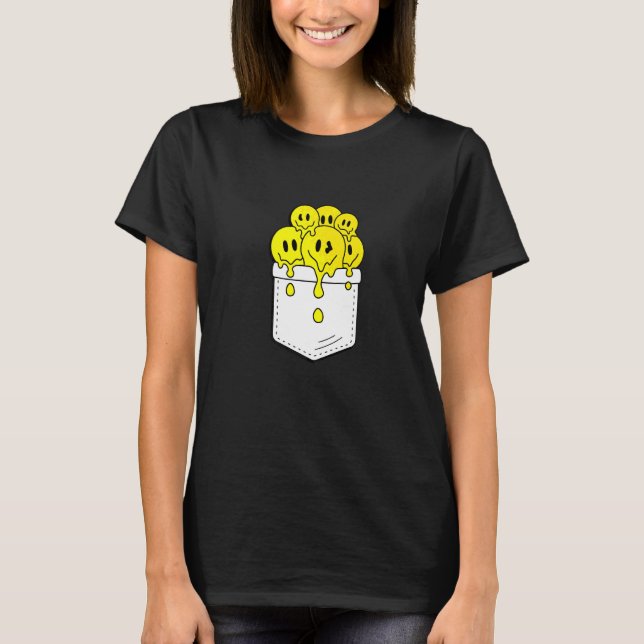 Pocket Gult Smile Ansikte Smälter Happity Graphi T Shirt (Framsida)