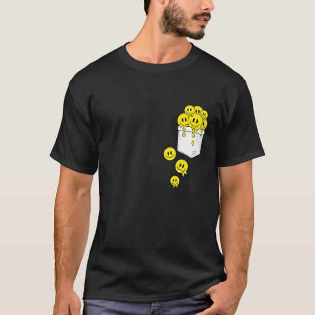 Pocket Gult Smile Ansikte Smälter Happity Graphi T Shirt (Framsida)