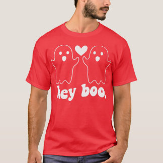 Pocket Hey Boo Ghost Couple Spooky Season Funny Ha T Shirt