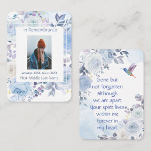 Pocket Keepsaké Remembrance Memorial Hummingbird Visitkort