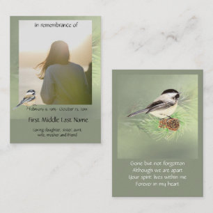 Pocket KeepVEY Remfamance Memorial Chickadee Fläkt Visitkort