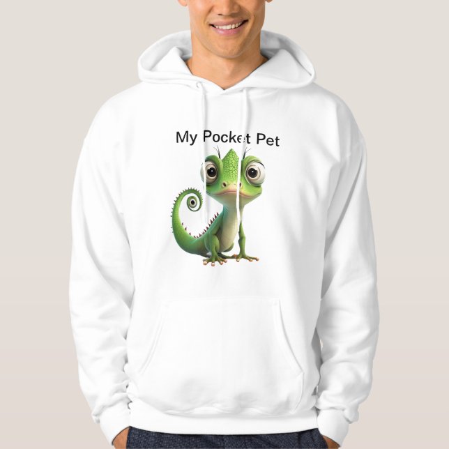 Pocket Lizard Buddy - Cute Reptile Kids T-Shirt Hoodie (Framsida)