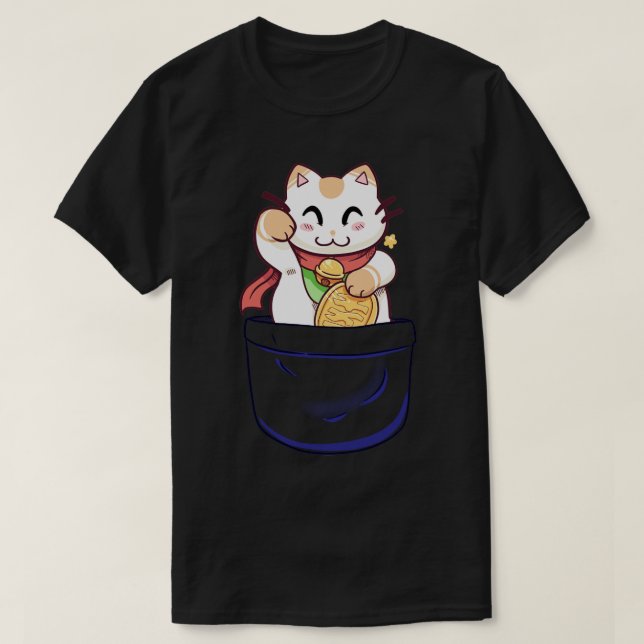 Pocket Lucky Cat T Shirt (Design framsida)