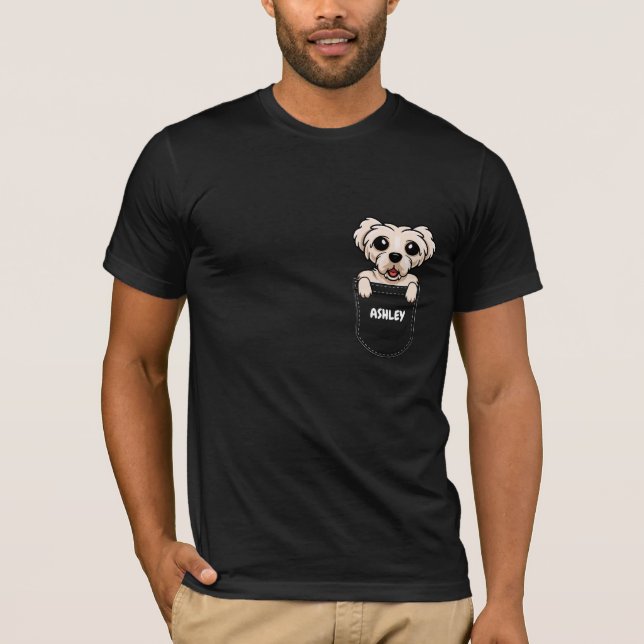 Pocket Maltese puppy söt hund T Shirt (Framsida)