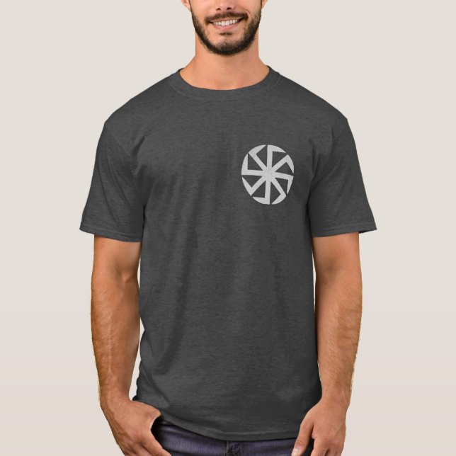 Pocket Norse Viking Pagan Wicca Esoteric Sol Wheel T Shirt (Framsida)