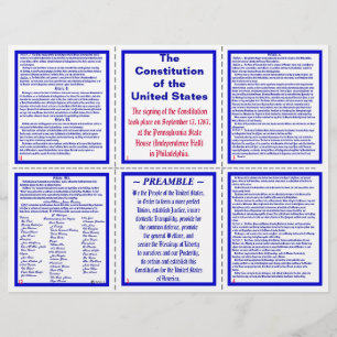 Pocket Pamphlet i USA:s konstitution / bokmärke Reklamblad
