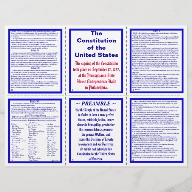 Pocket Pamphlet i USA:s konstitution / bokmärke Reklamblad (Framsidan)