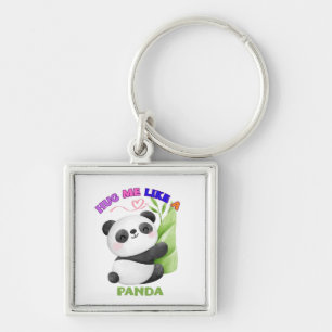 🐼 Pocket Panda-Märkre - Carry Cute Joy! Fyrkantig Silverfärgad Nyckelring