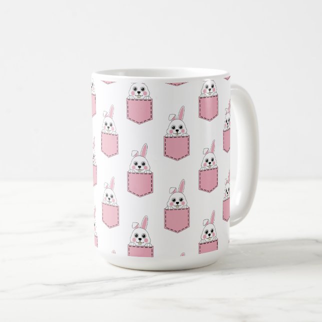 Pocket Pet Bunny Mönster Kaffemugg (Framsida höger)