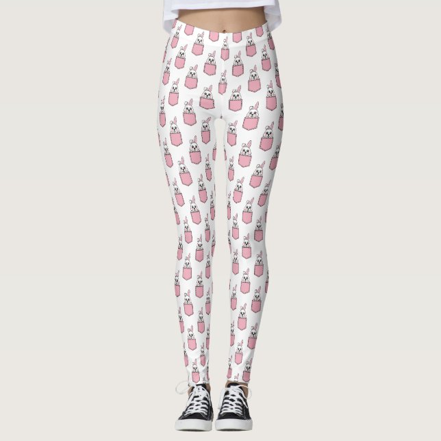 Pocket Pet Bunny Mönster Leggings (Framsida)