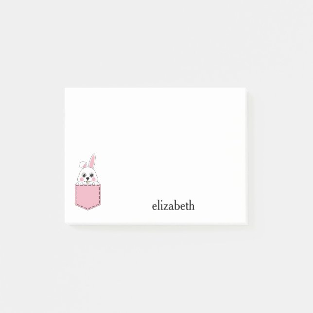 Pocket Pet Bunny Personalize Post-it Block (Framsida)
