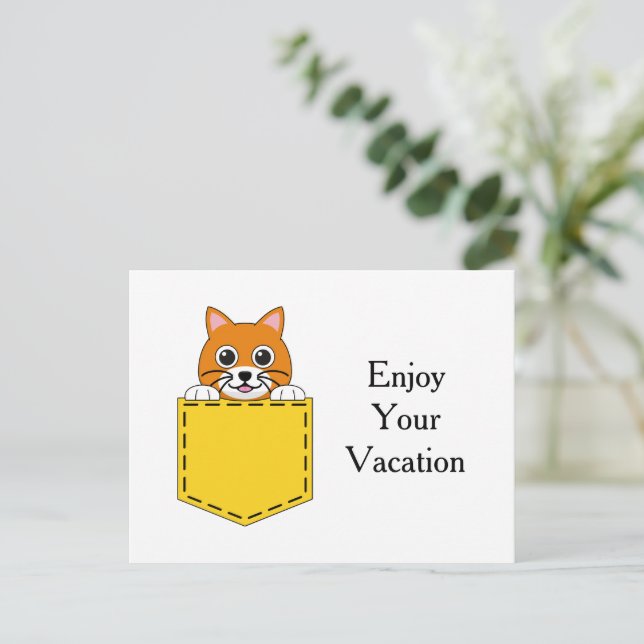 Pocket Pet Cat Personalize Helg Vykort (Stående Fram)
