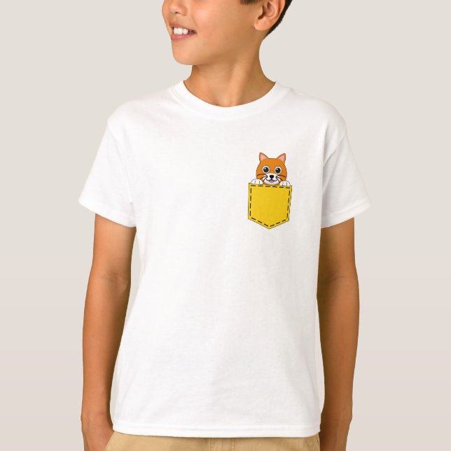 Pocket Pet Cat T Shirt (Framsida)
