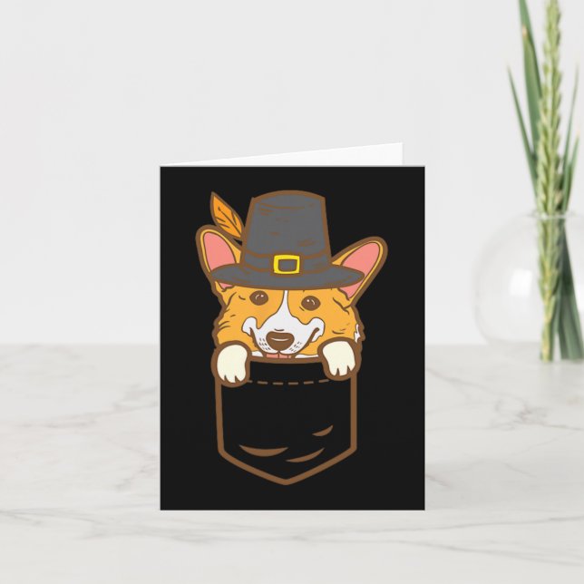 Pocket Pilgrim Welsh Corgi Hund älskare Cute Thank Kort (Framsida)
