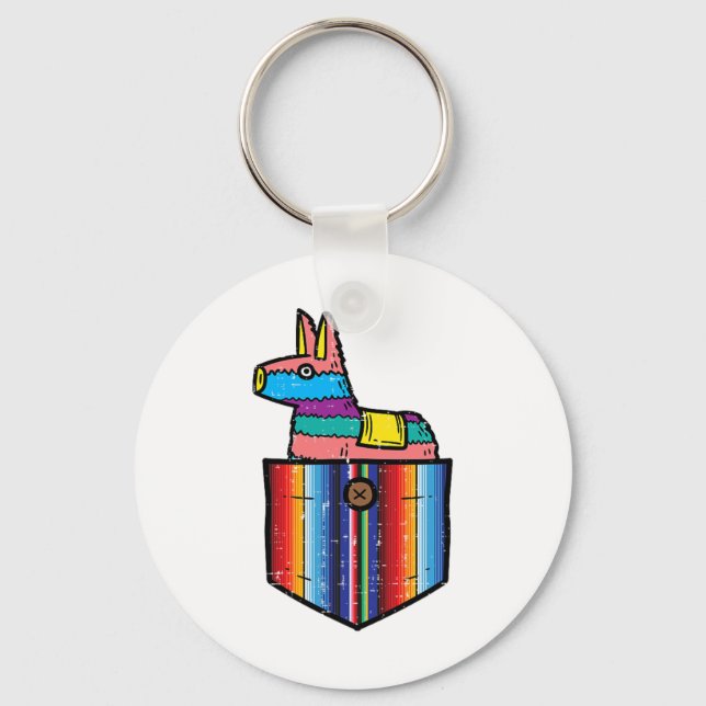 Pocket Pinata Serape Cinco De Mayo Mexican Fiesta Nyckelring (Framsida)
