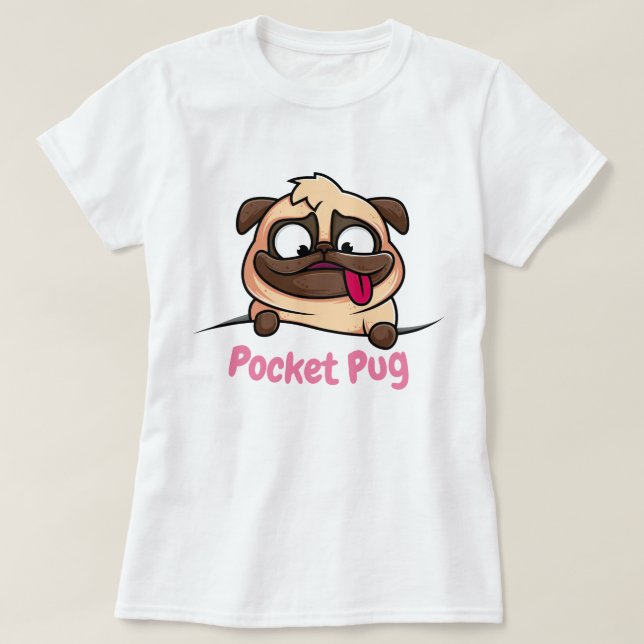 Pocket Pug T Shirt (Design framsida)