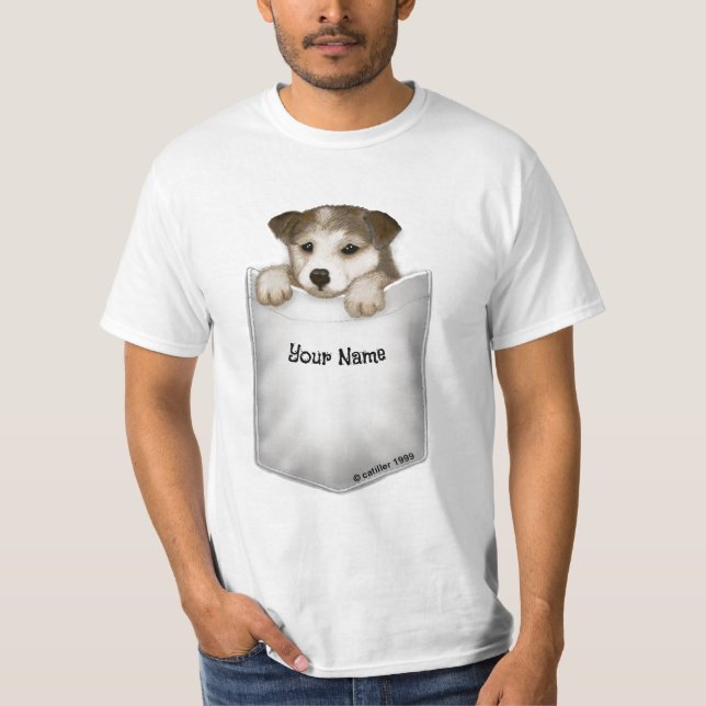 Pocket Puppy Hund T Shirt (Framsida)