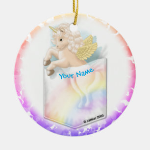 Pocket Rainbow Unicorn Julgransprydnad Keramik