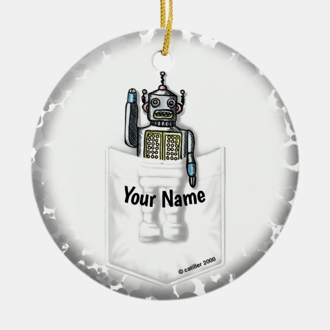 Pocket Robot-ornament Julgransprydnad Keramik (Framsidan)