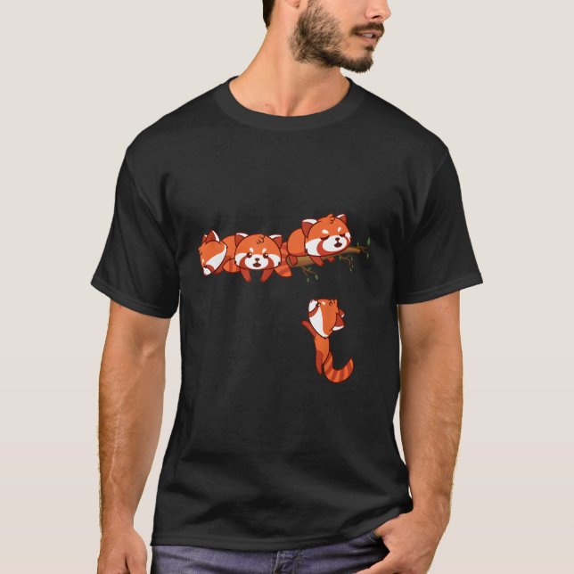 Pocket Series Red Panda Spelande Bear Animal T Shirt (Framsida)