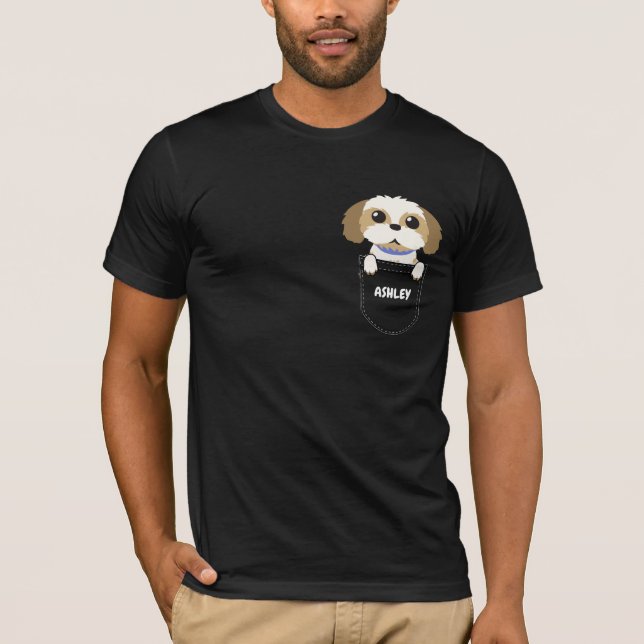 Pocket Shih tzu puppy söt hund T Shirt (Framsida)