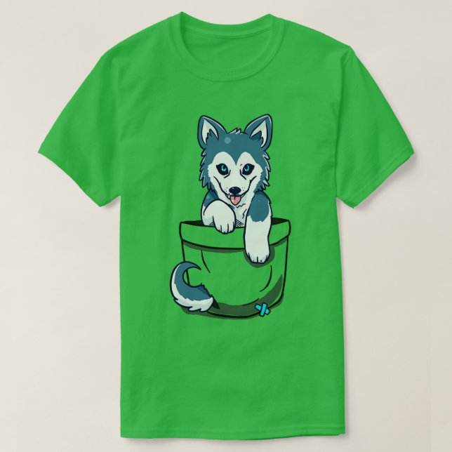 Pocket Siberian husky T Shirt (Design framsida)
