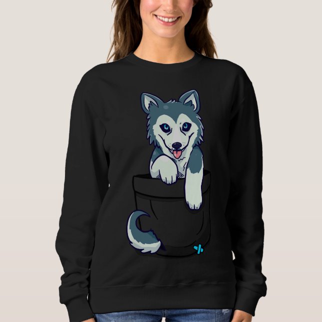 Pocket Siberian husky T Shirt (Framsida)
